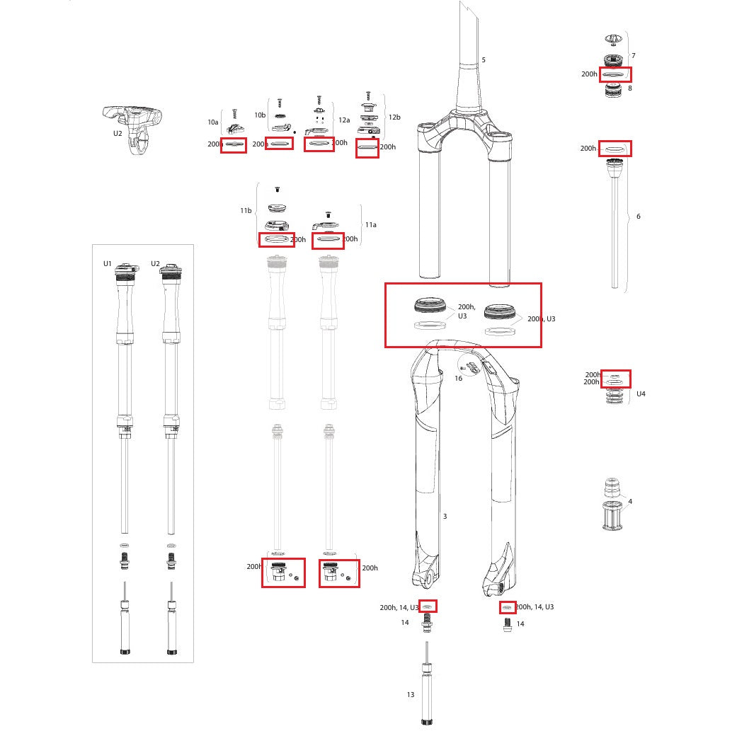 Service Kit 200 Stunden / 1 Jahr ROCKSHOX SID SL (32MM) RL/RLC/XXX/SELECT/SELECT+/ULT (2017-2020) GEN-B
