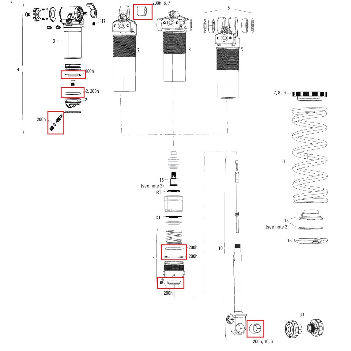 ROCKSHOX Stoßdämpfer-Wartungskit 200H/1 Jahr SUPER deLUXE COIL B1 (2023+)/deLUXE COIL B1 (2023+)