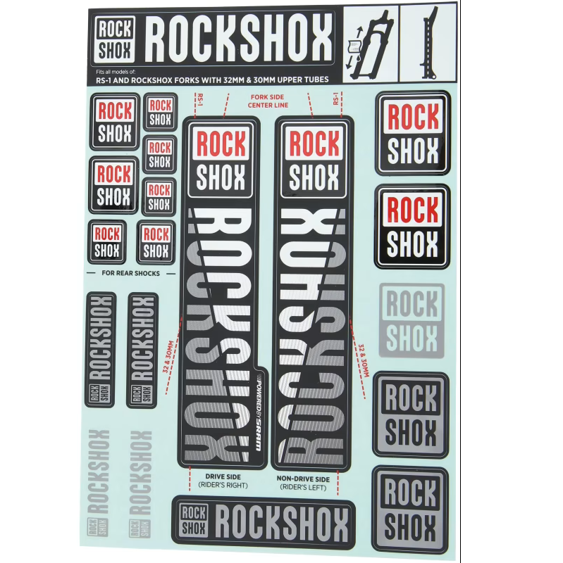ROCKSHOX Gabel-Aufkleberset 30/32 mm MY18 für SID/REBA/REVELATION/SEKTOR/RECON Weiß #11.4318.003.497