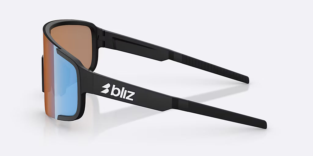 BLIZ P003 SMALL Brille Schwarz Mattschirm Coral/Orange Iridiumblau