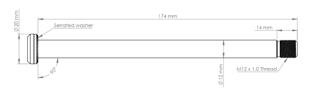 BURGTEC 174mm Hinterradachse für Yeti Rahmen Dunkelblau