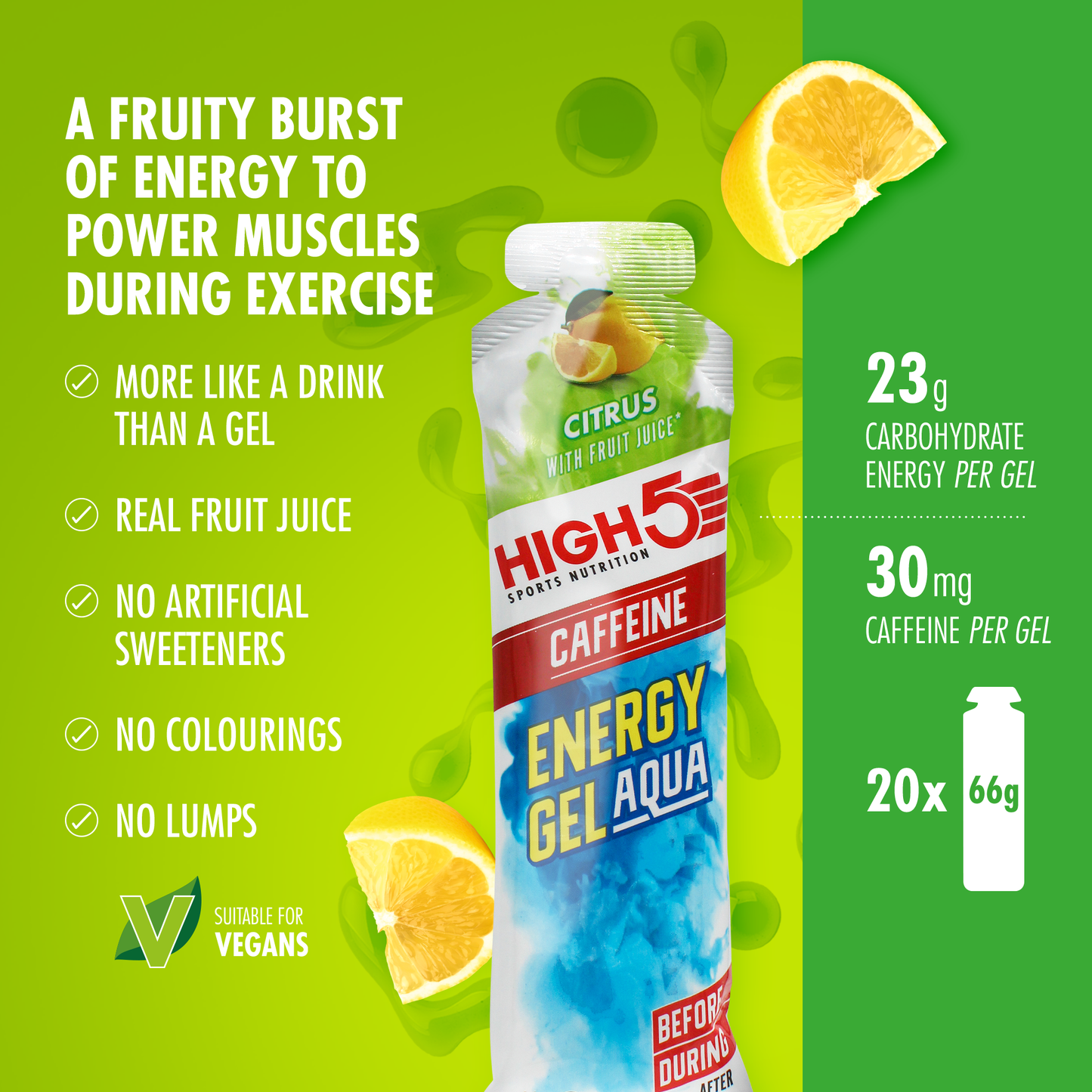 Energie-Gel HIGH5 ENERGY GEL Aqua Caffeine (66g) Zitrone