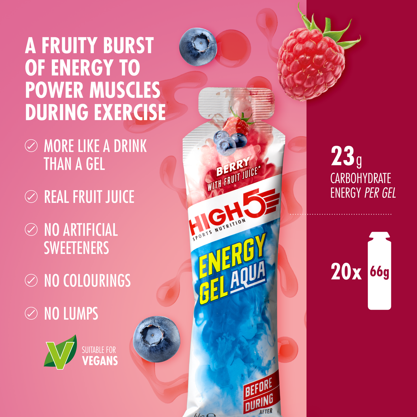 Energiegel HIGH5 ENERGY GEL Aqua (66g) Rote Früchte