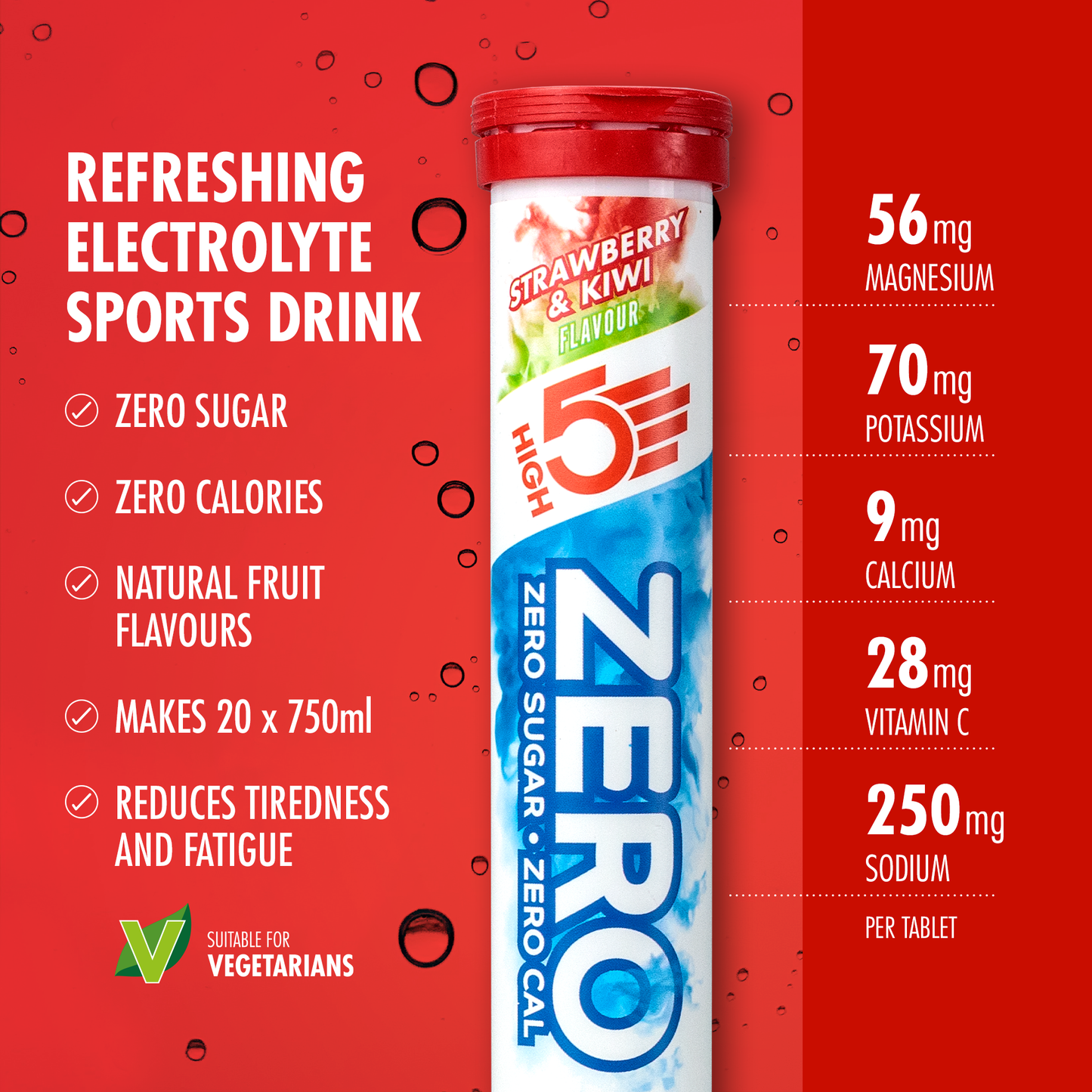 HIGH5 ZERO Elektrolyt-Hydratation (20 Tabletten) Erdbeer-Kiwi