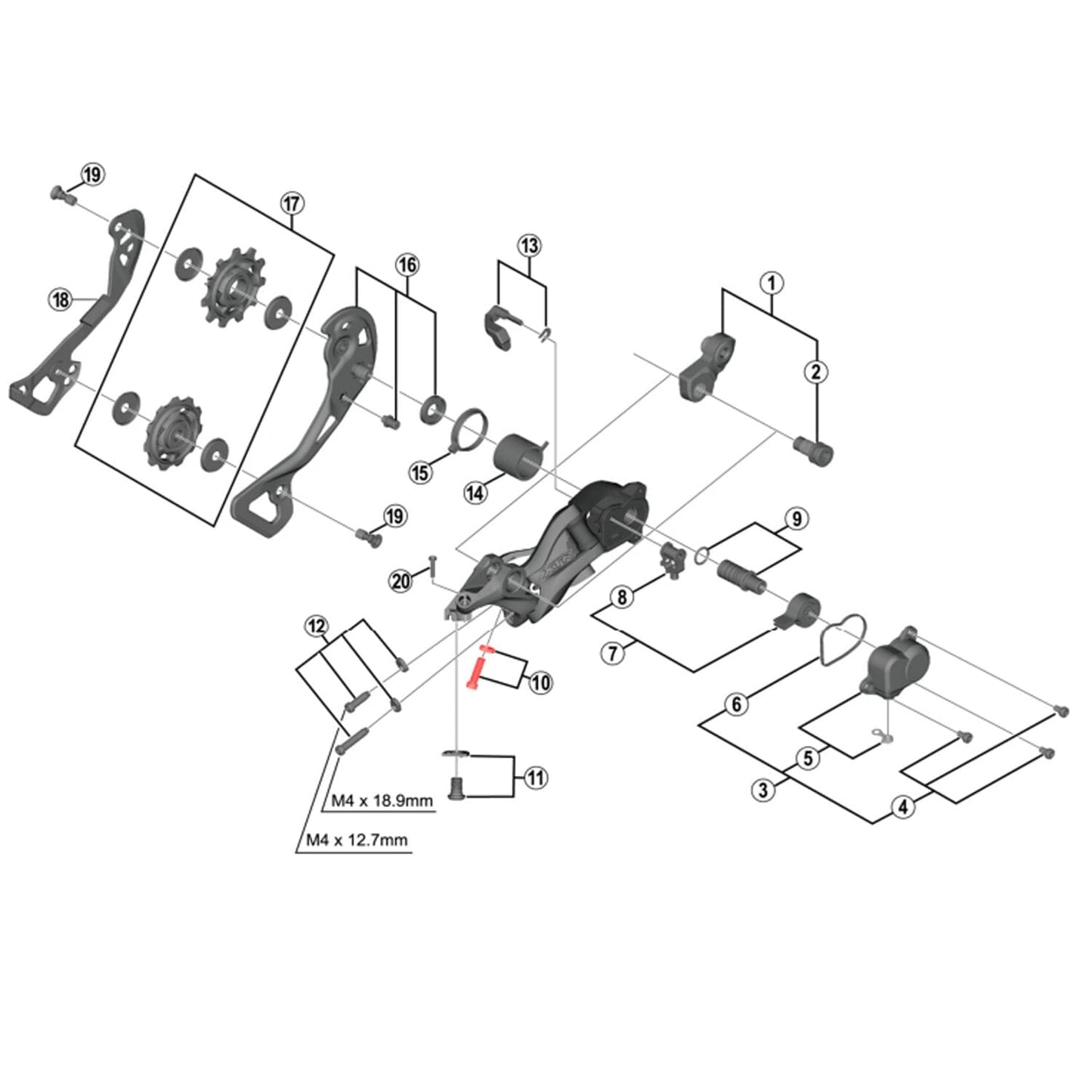 Vis de Réglage B pour Dérailleur Arrière SHIMANO XTR M9000 / M9100 / M9120 #Y5PV98070