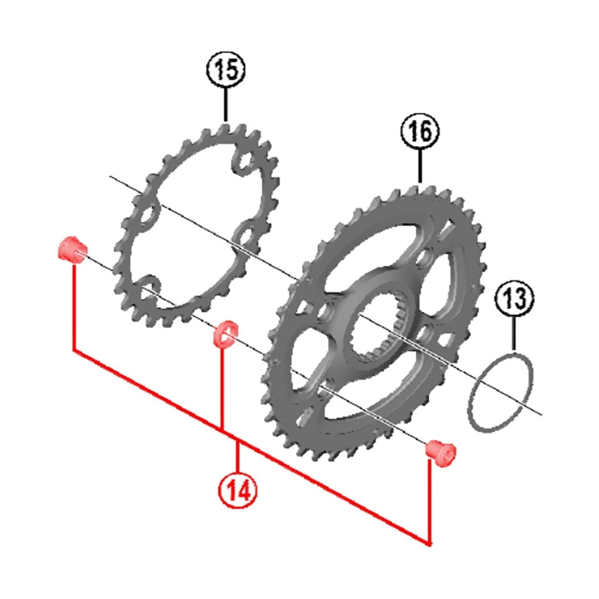 Kit 4 Schrauben und Kamine für Doppel-Kettenblatt SHIMANO XT FC-M8100-2 #Y0J898020 Schwarz