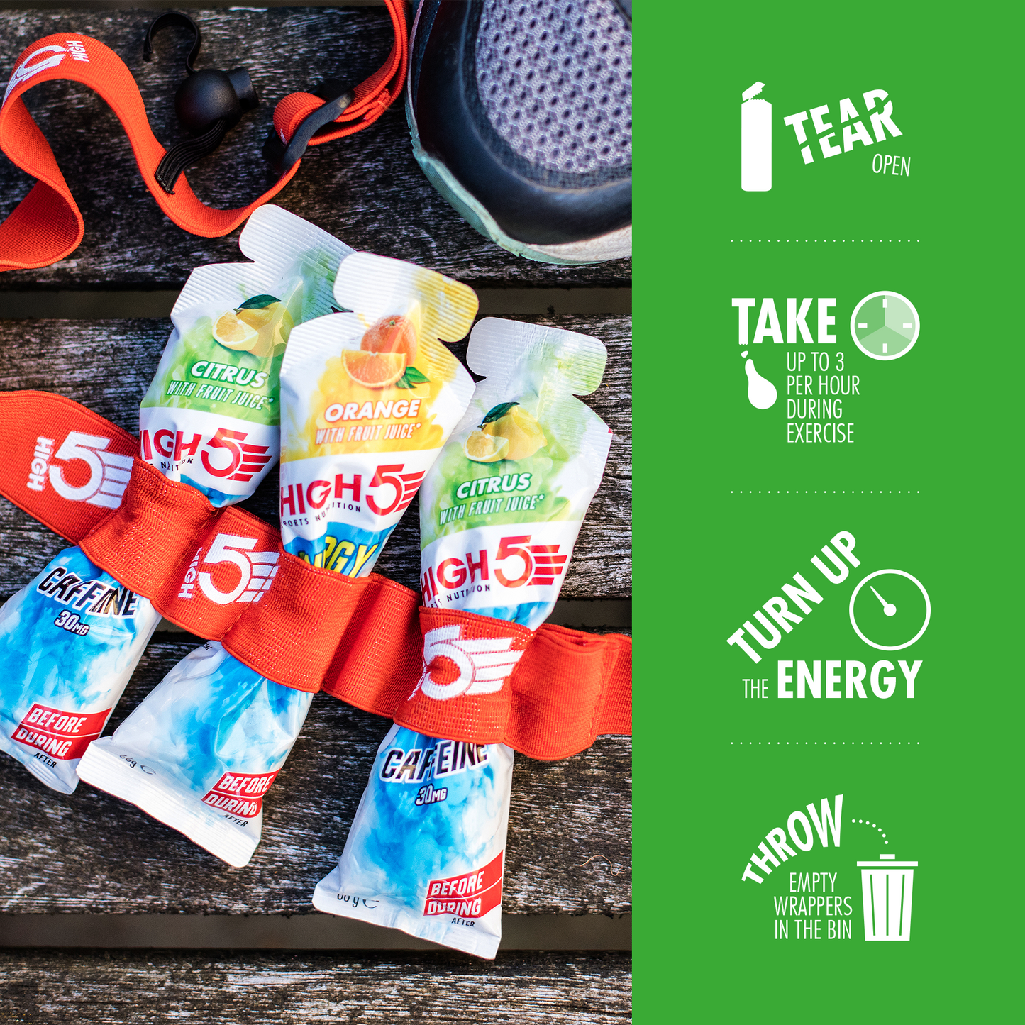 Energie-Gel HIGH5 ENERGY GEL Aqua Caffeine (66g) Zitrone