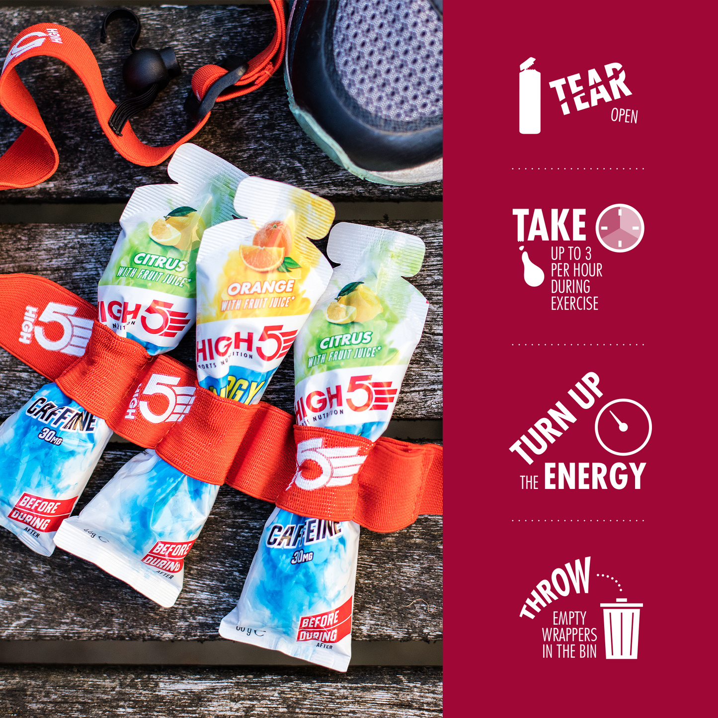 Energiegel HIGH5 ENERGY GEL Aqua (66g) Rote Früchte