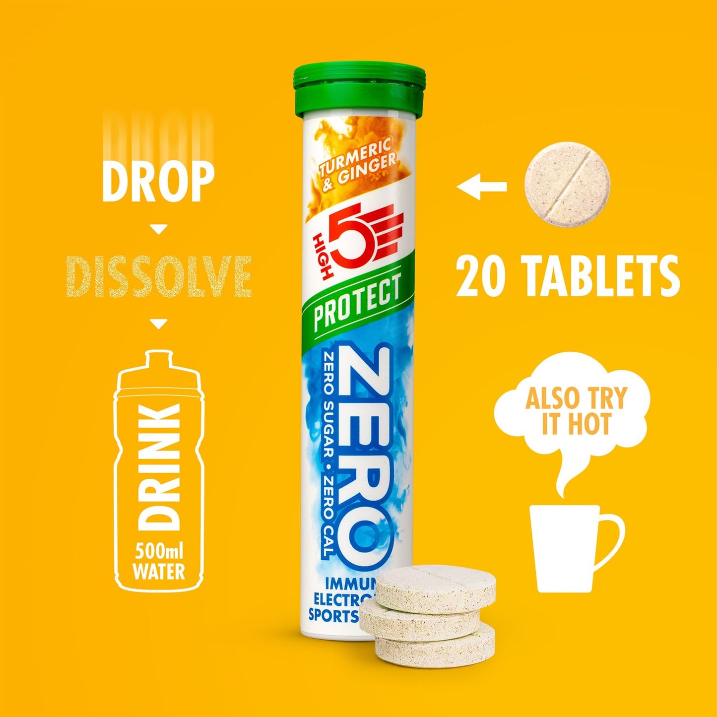 HIGH5 ZERO PROTECT Elektrolyt-Hydratationstabletten (x20) Kurkuma Ingwer