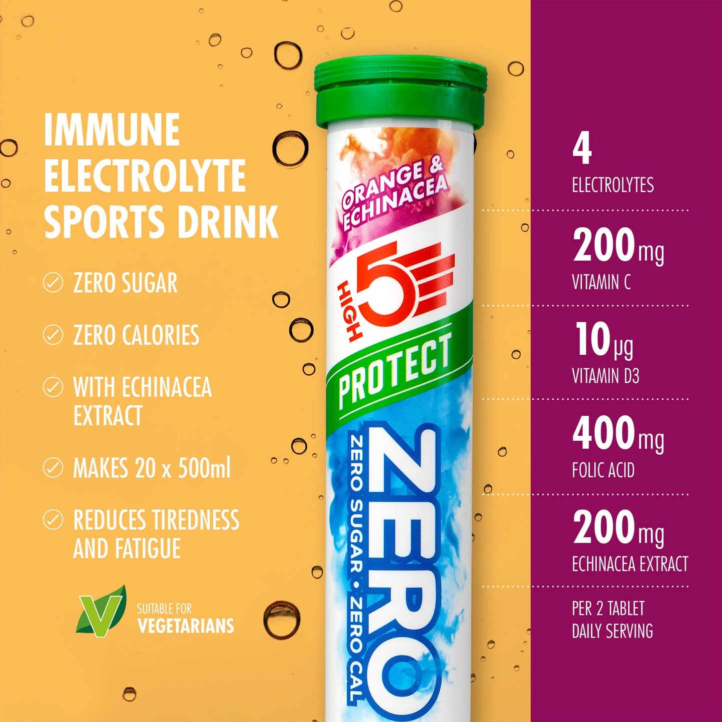 HIGH5 ZERO PROTECT Elektrolyt-Hydratationstabletten (x20) Orange & Echinacea