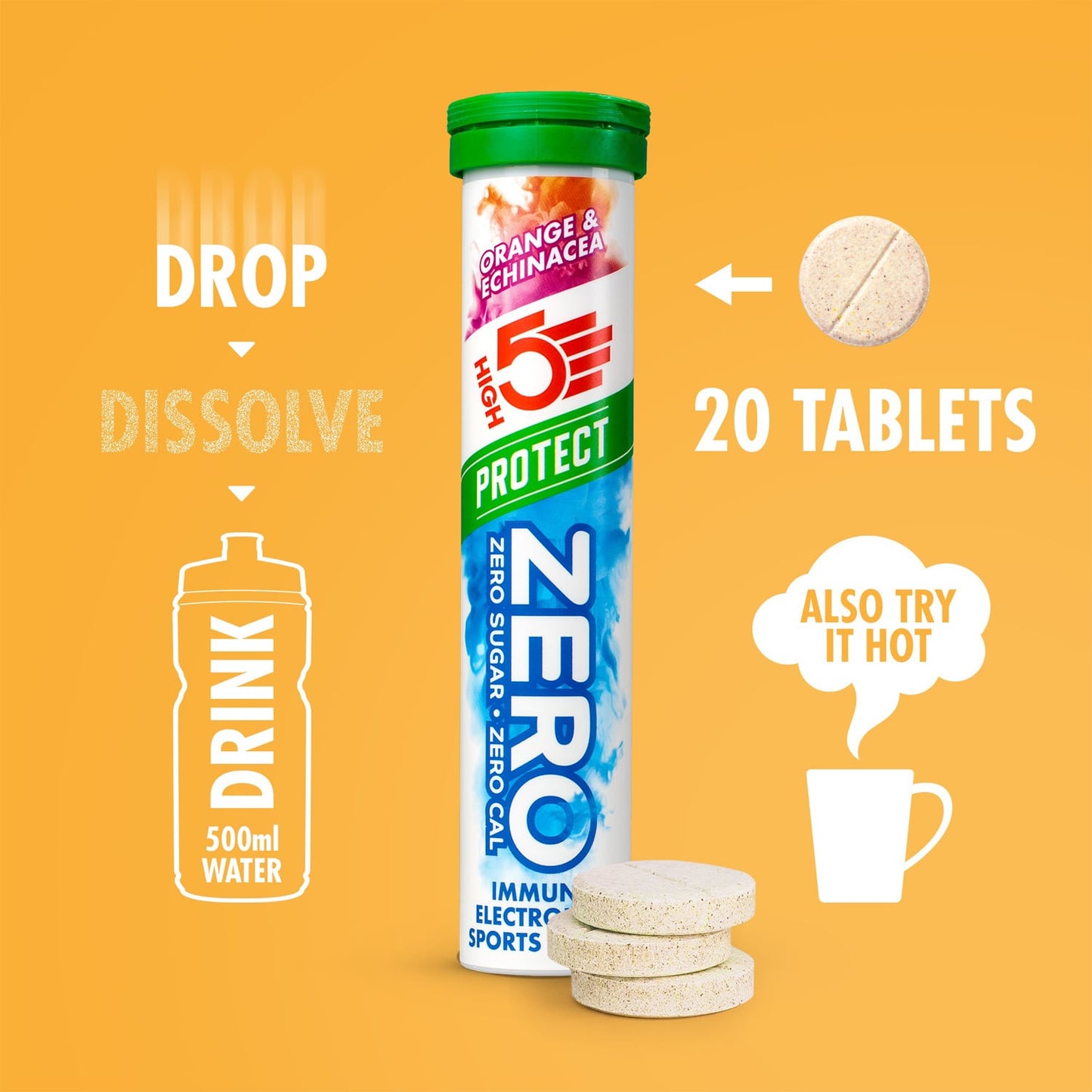 HIGH5 ZERO PROTECT Elektrolyt-Hydratationstabletten (x20) Orange & Echinacea