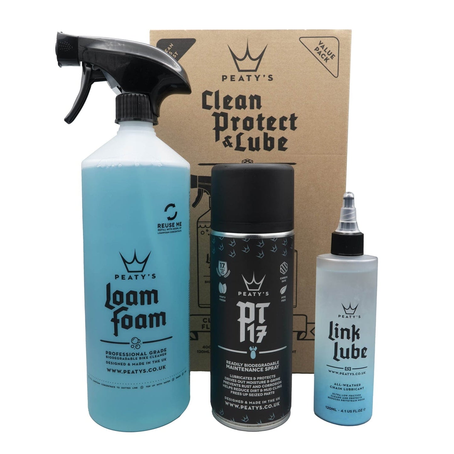 PEATY'S WASH PREVENT LUBRICATE STARTER PACK Pflege-Kit