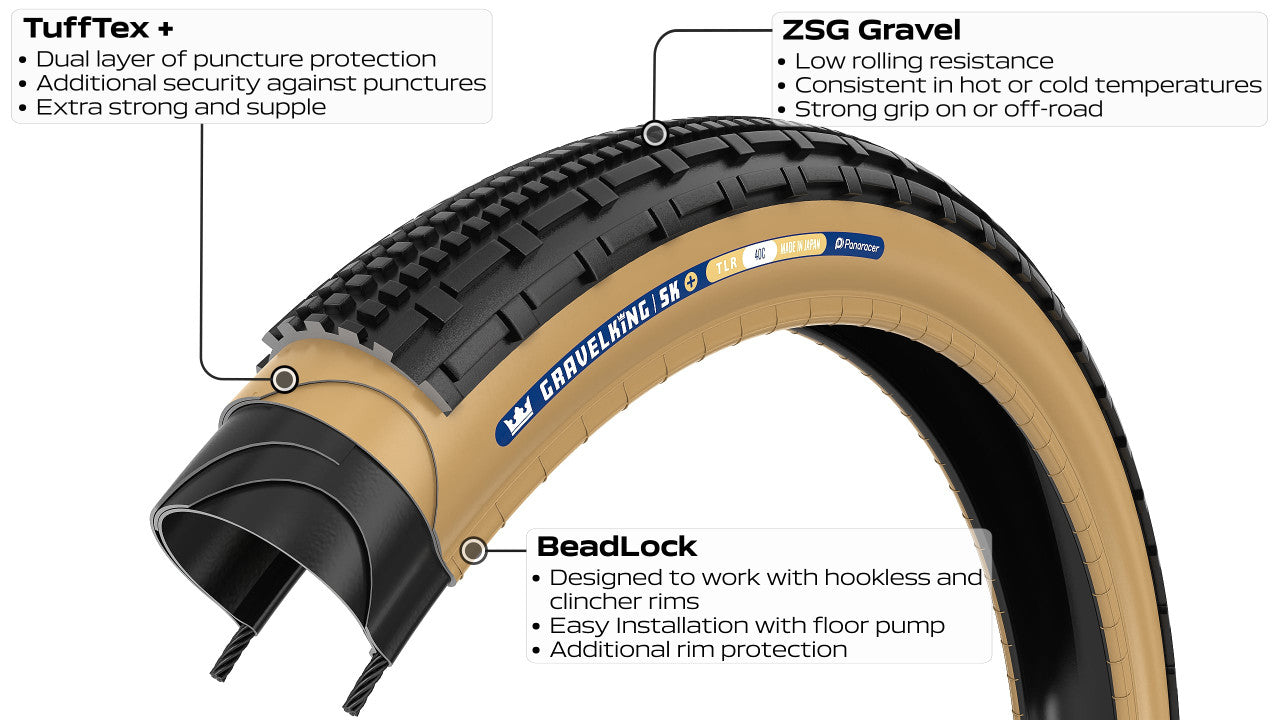Reifen PANARACER GRAVELKING SK+ TLC 700x45c Tubeless Ready Schwarz