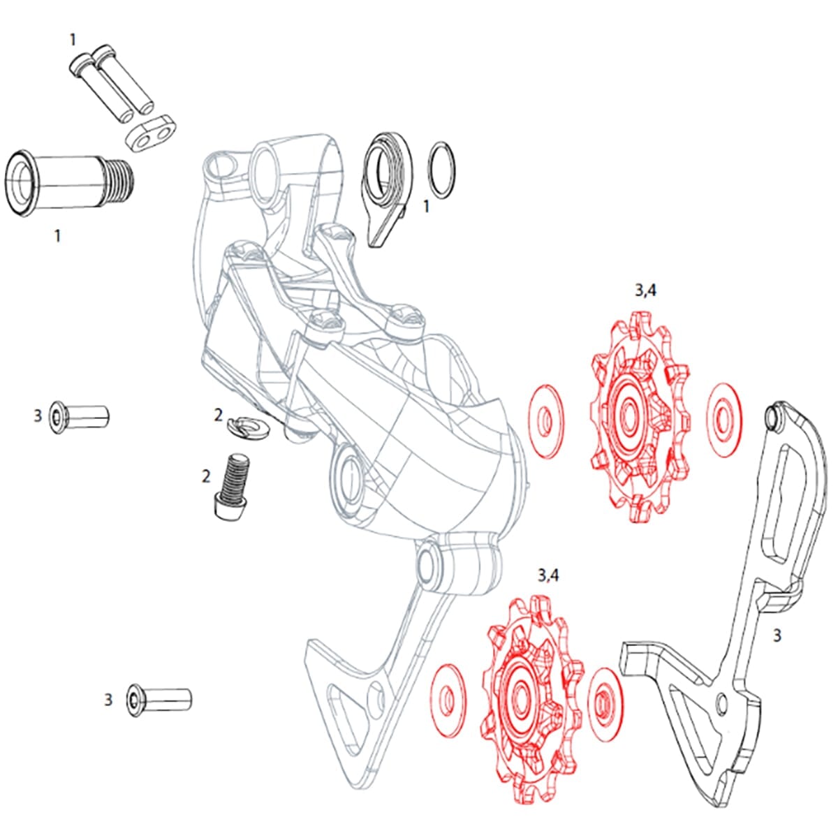 Galets Dérailleur Arrière 11V SRAM X01/X01DH/X1/CX1 X-SYNC (x2)
