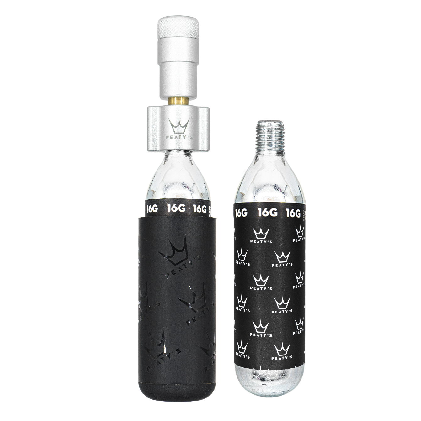 CO2-Schlagbolzen PEATY'S HOLESHOT ROAD/GRAVEL + 2 CO2-Patronen mit Gewinde 16 g Silber