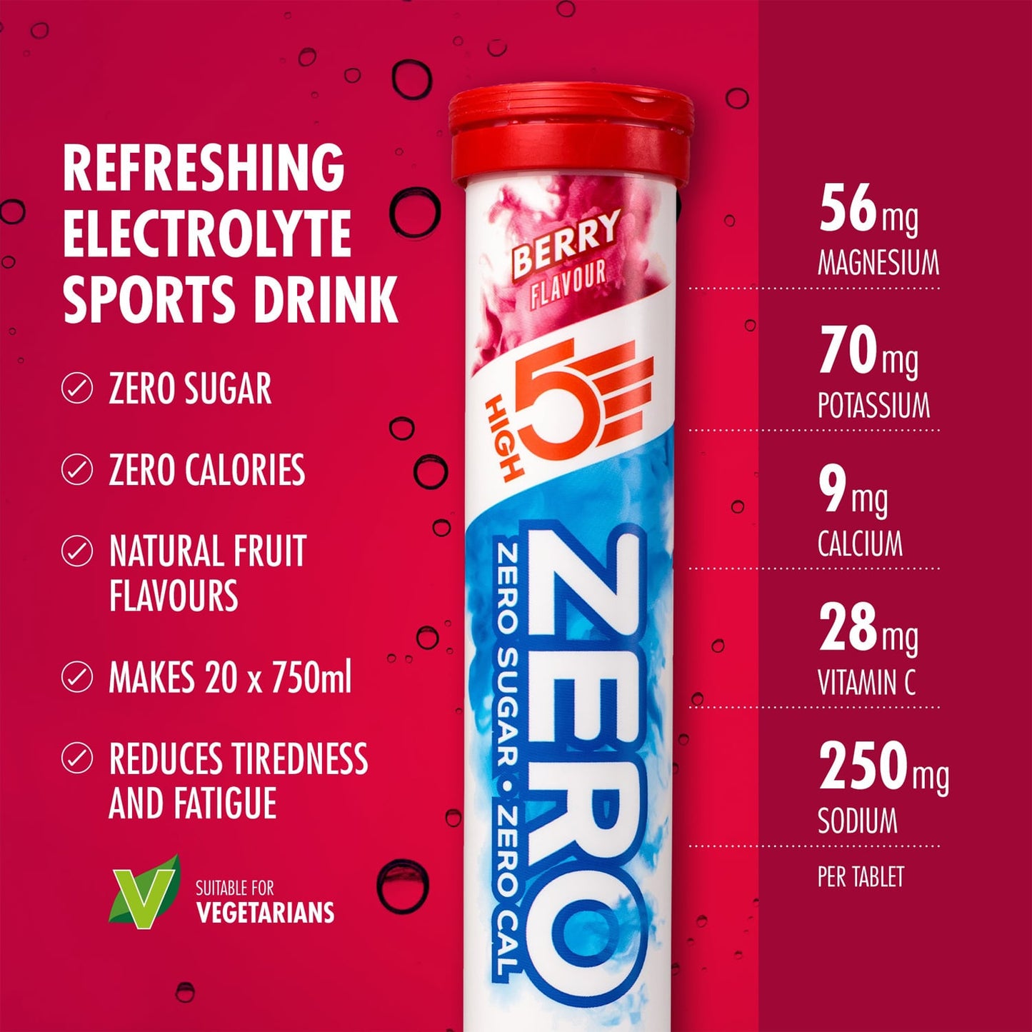 HIGH5 ZERO Elektrolyt-Hydratationstabletten (x20) Früchte Rot