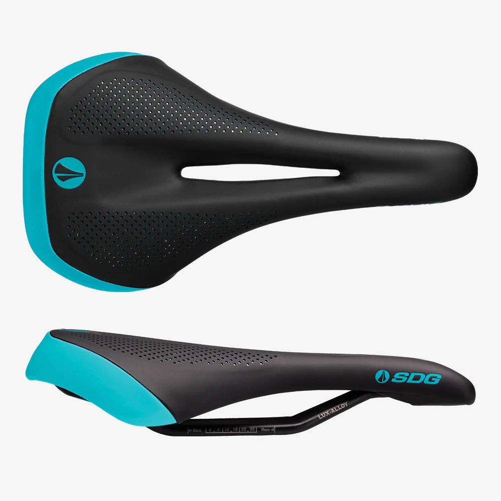 Sattel SDG ALLURE V2 Damen-Schienen Lux-Alloy Schwarz/Türkis – Probikeshop