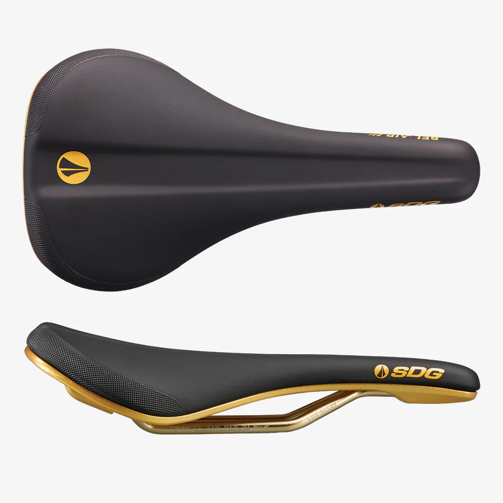 fahrradsattel gold Sattel SDG BEL-AIR V3 Galactic Rails Lux-Alloy Schwarz/Gold – Probikeshop