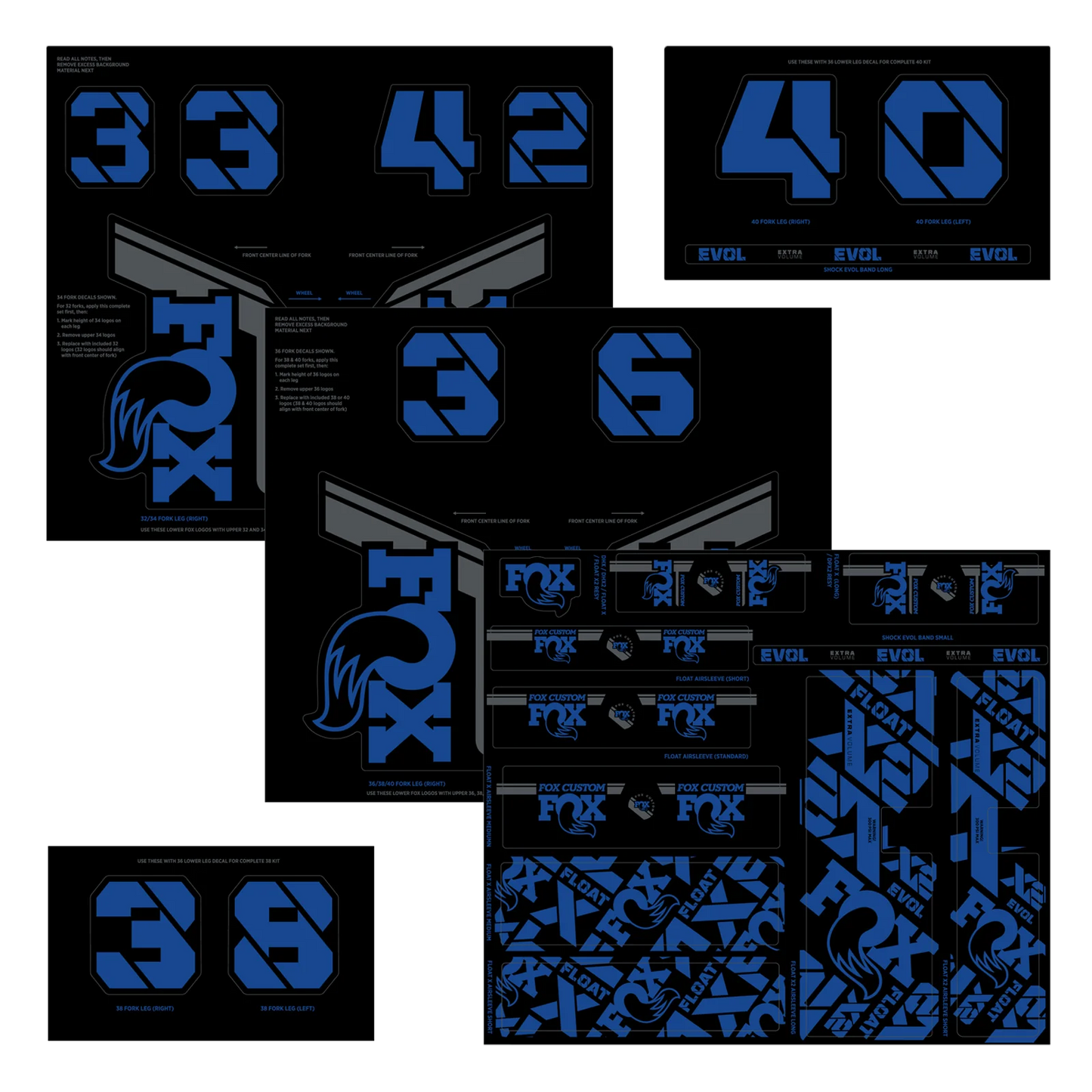 FOX Gabel und Stoßdämpfer Sticker Kit Blau