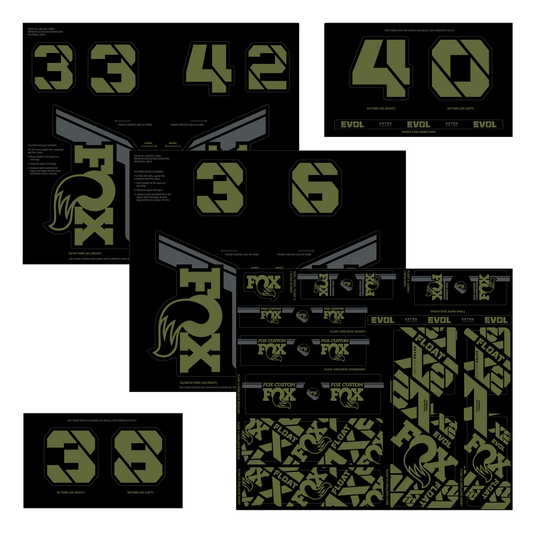 FOX Stickers Kit Gabel und Stoßdämpfer Olivgrün