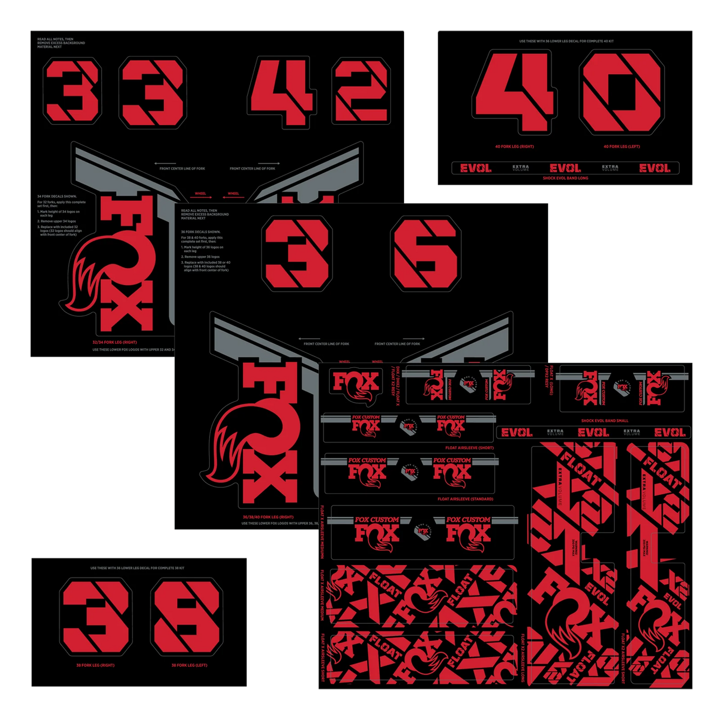 FOX Stickers Kit Gabel und Stoßdämpfer Rot