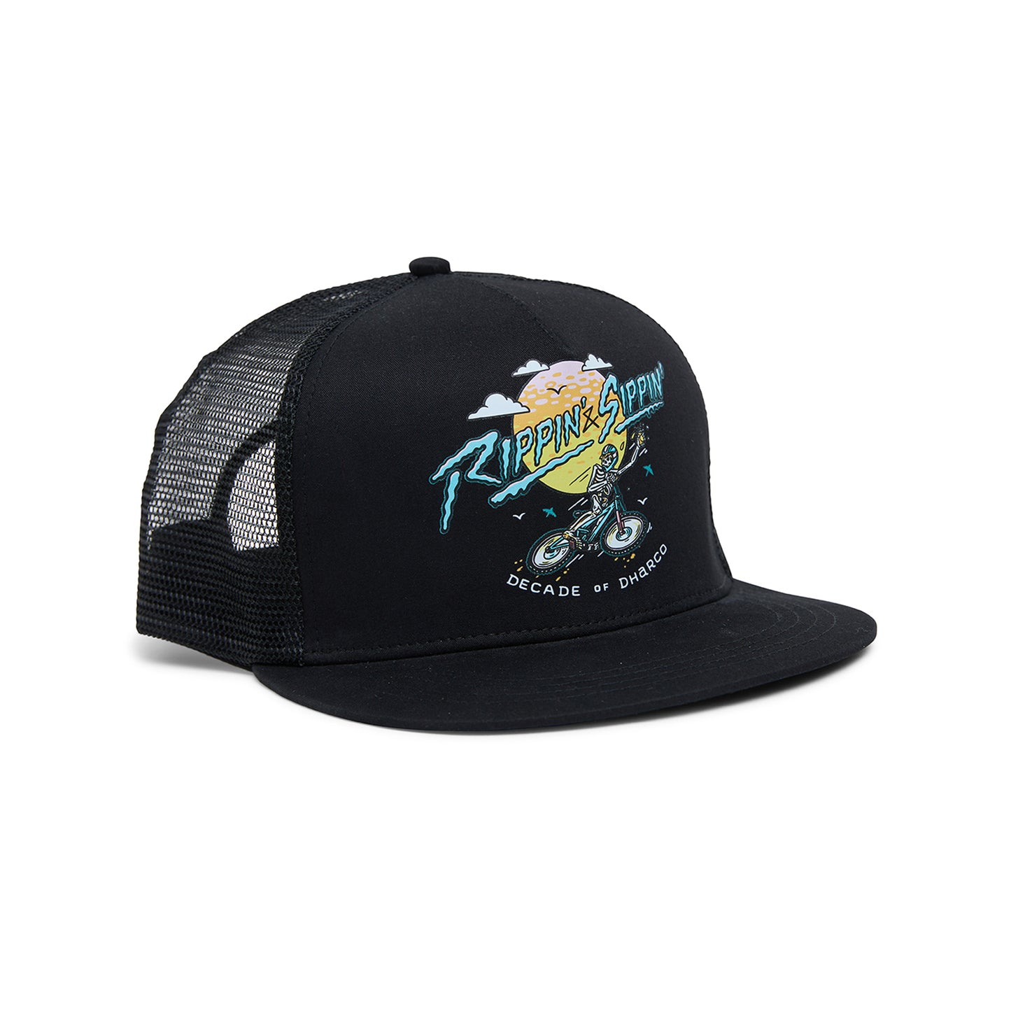 Mütze DHARCO FLAT BRIM TRUCKER RIPPIN AND SIPPIN Schwarz