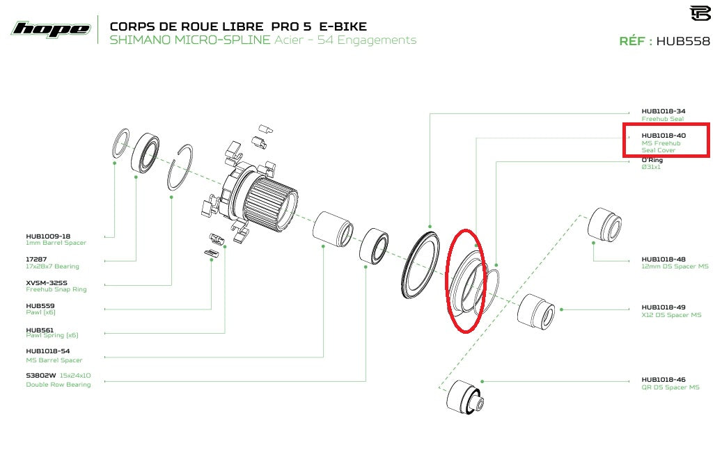 Dichtungsdeckel für Freilaufkörper Nabe HOPE PRO 5 Microspline