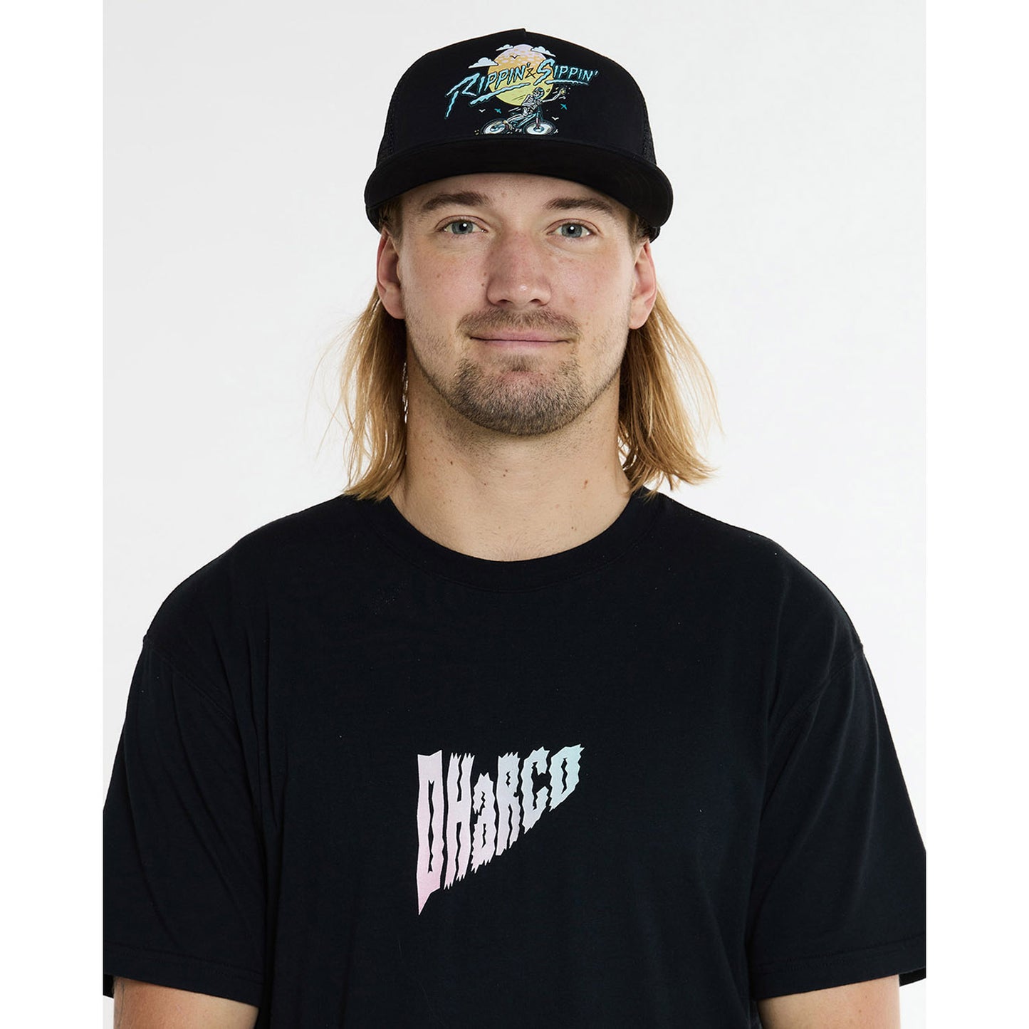 Mütze DHARCO FLAT BRIM TRUCKER RIPPIN AND SIPPIN Schwarz