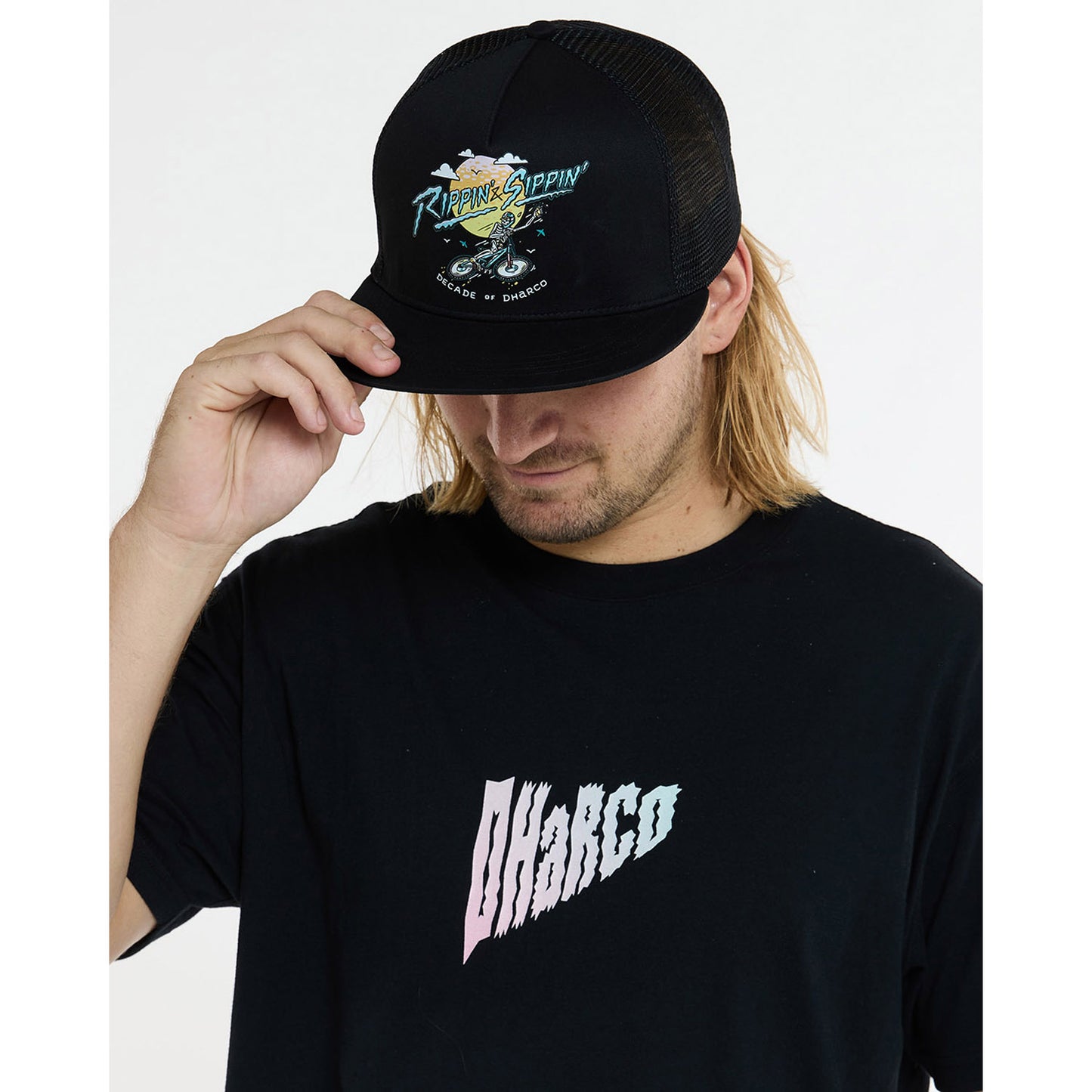 Mütze DHARCO FLAT BRIM TRUCKER RIPPIN AND SIPPIN Schwarz