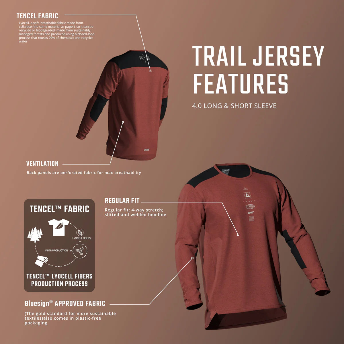 LEATT MTB TRAIL 3.0 Trikot Langarm Braun