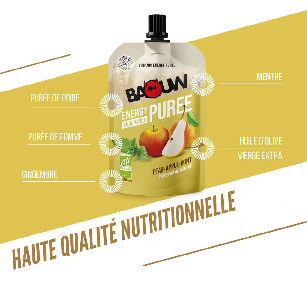 BAOUW Bio Rezeptur Energiepüree mit Früchten Birne/Apfel/Minze (90g)