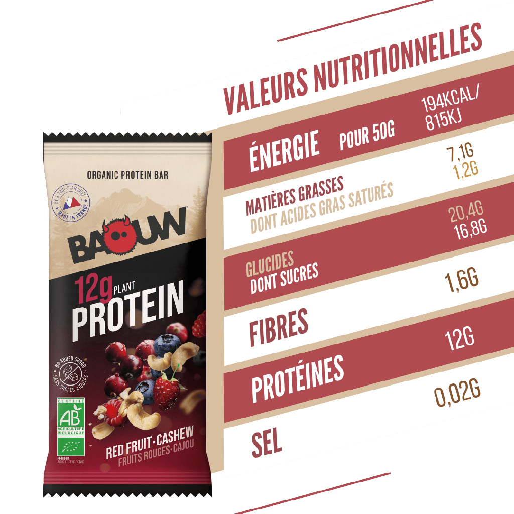 BAOUW BIO EXTRA Proteinriegel Rote Früchte/Cashew (50g)