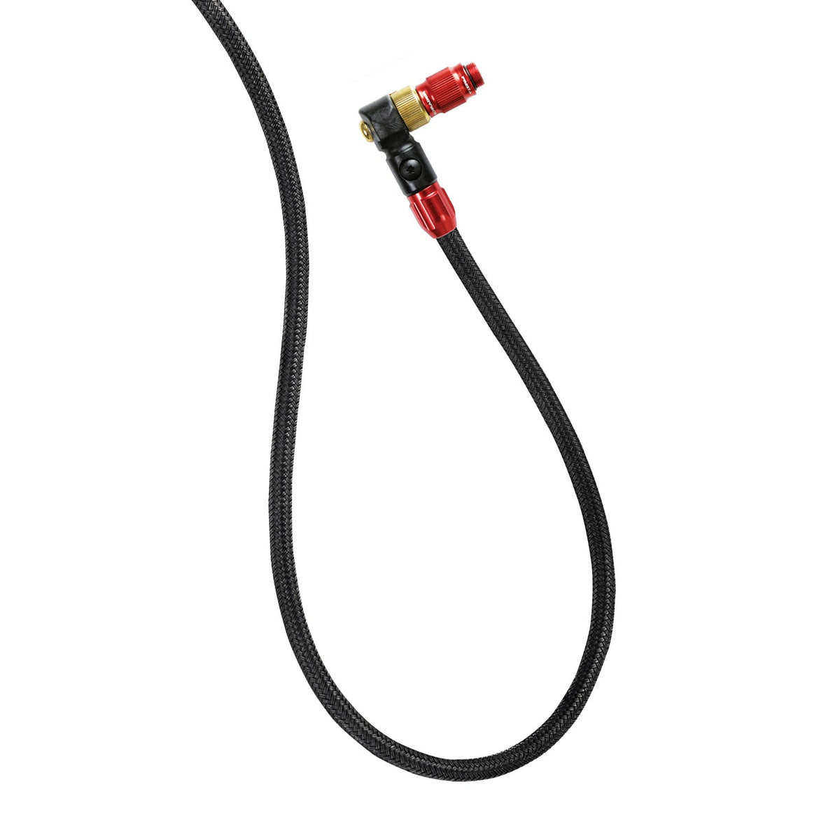 Glänzend roter LEZYNE ABS1 Pro Chuck-Pumpenschlauch mit Nylongeflecht für Standpumpen
