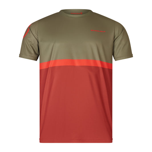 ENDURA SINGLETRACK CORE TEE II Trikot Kurzarm Khaki/Rot 2025