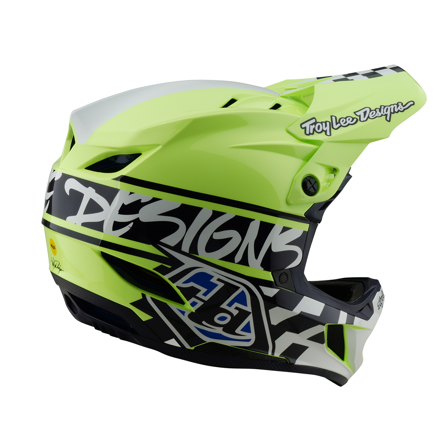 MTB-Helm Troy Lee Designs D4 POLYACRYLITE MIPS FIFTY 50 Blau/Gelb