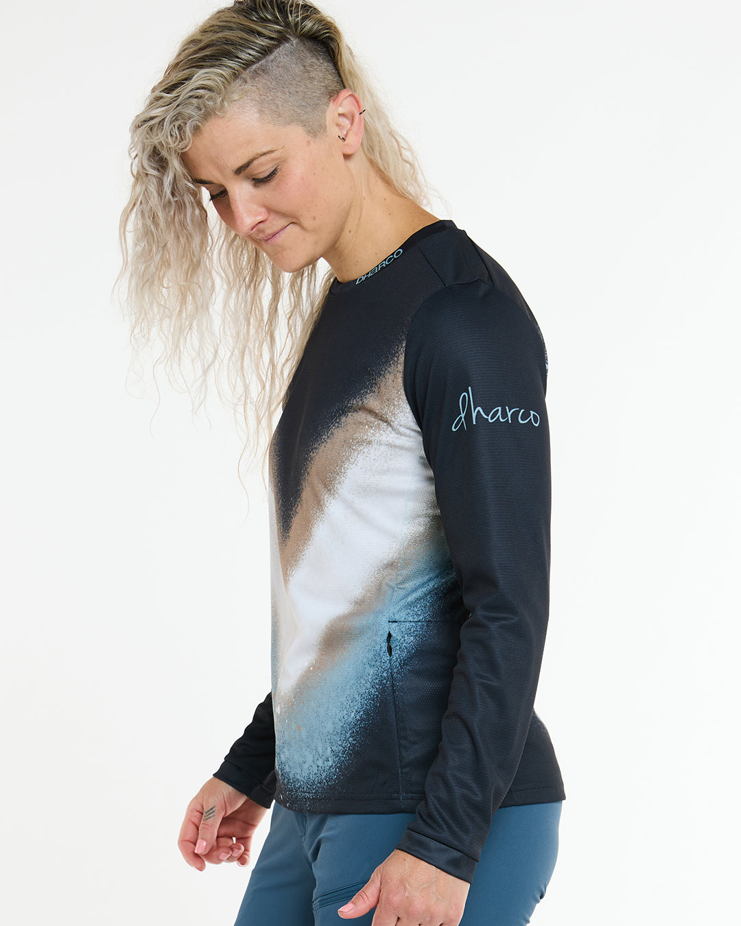 DHARCO GOLDEN STREAK Trikot Langarm Women Schwarz/Blau