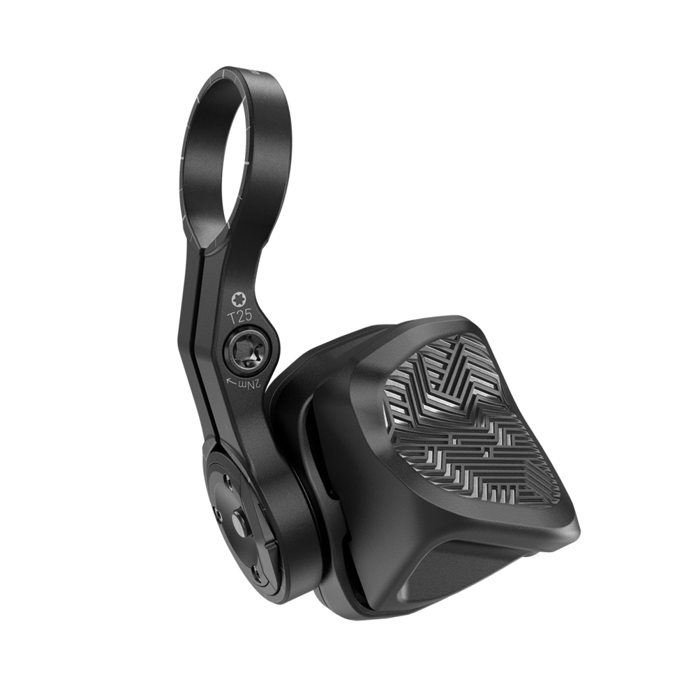 Rechter D1 SRAM AXS POD / ROCKSHOX AXS Controller — Ansicht des rechten Controllers mit Discrete-Schelle