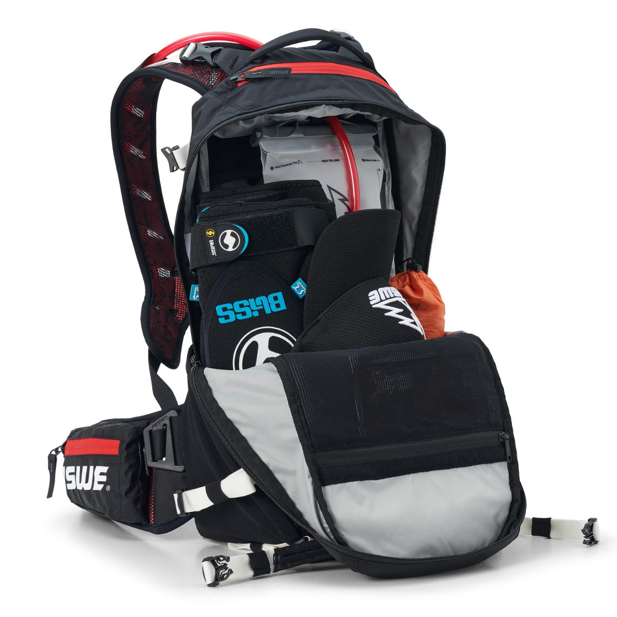 USWE FLOW 16 L Rucksack mit integriertem Rückenteil Schwarz/Rot