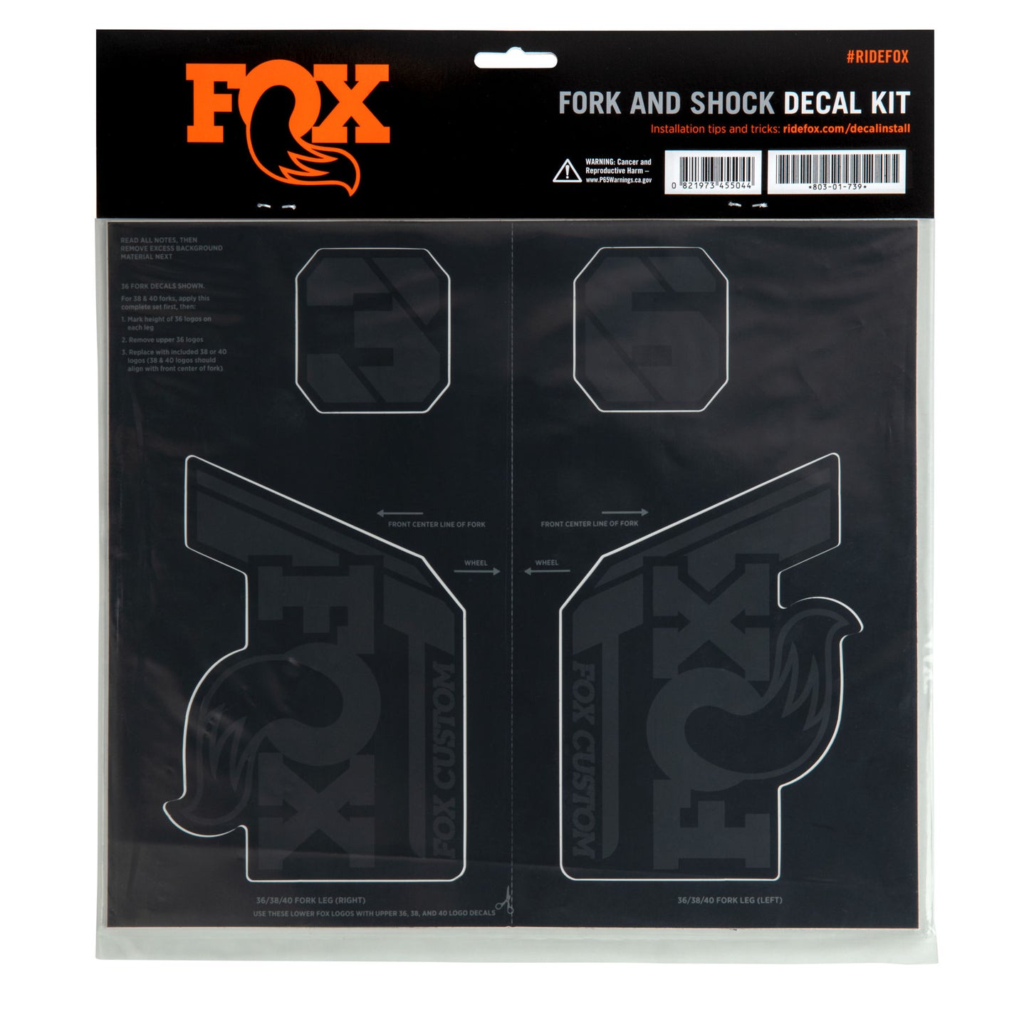 FOX Stickers Kit Gabel und Stoßdämpfer Schwarz
