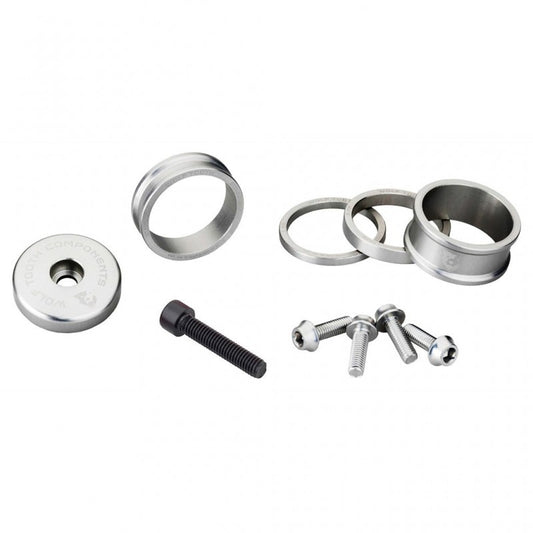 WOLFTOOTH BLING KIT Silber Abstandshalter, Vorbaukappe und Schraube