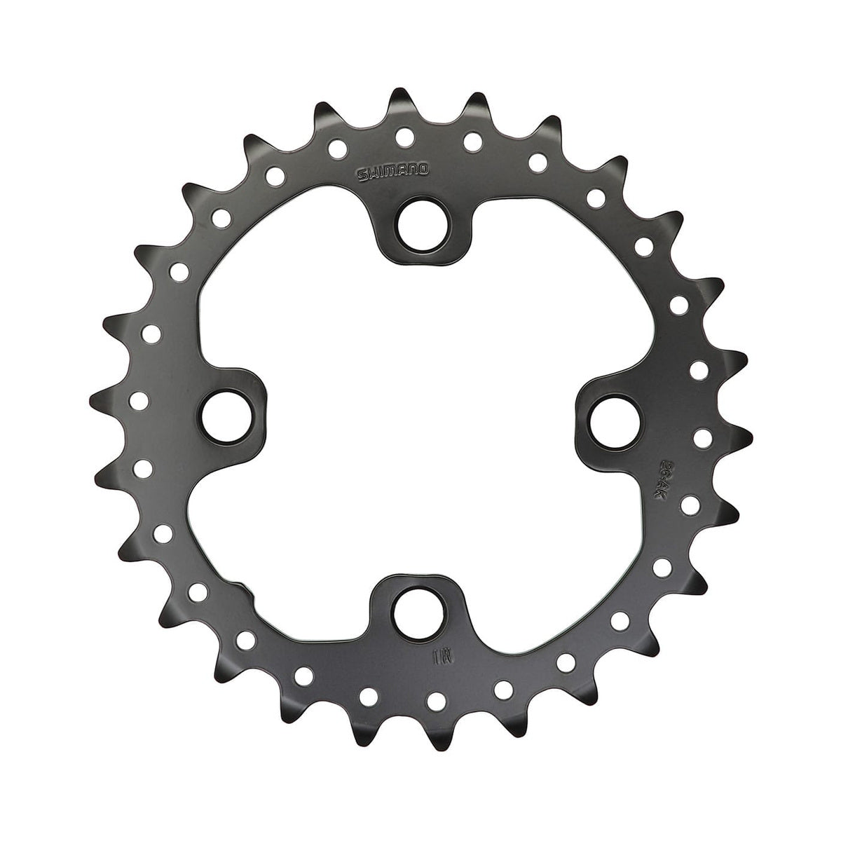 Inneres Kettenblatt SHIMANO DEORE M615/SLX M675/XT M785 10-fach, 4-Loch, 64 mm — Ansicht des Kettenblatts vor weißem Hintergrund