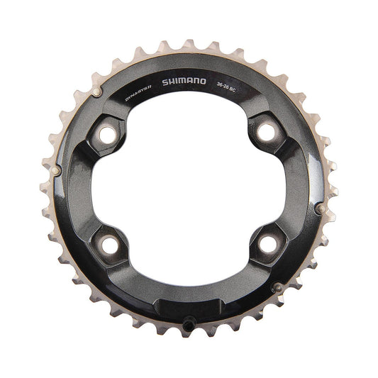 Äußeres Kettenblatt SHIMANO XT M8000 11-fach, 2-fach-Kurbel, 4-Loch, 96 mm — Ansicht des Kettenblatts vor weißem Hintergrund