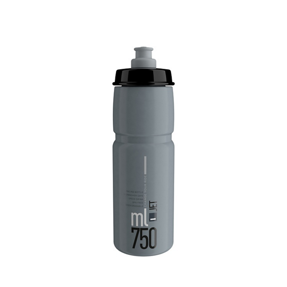 ELITE JET Trinkflasche Grau Logo Schwarz