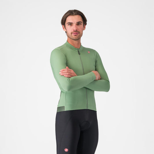 Trikot CASTELLI ESPRESSO THERMAL Langarm Peper Grün