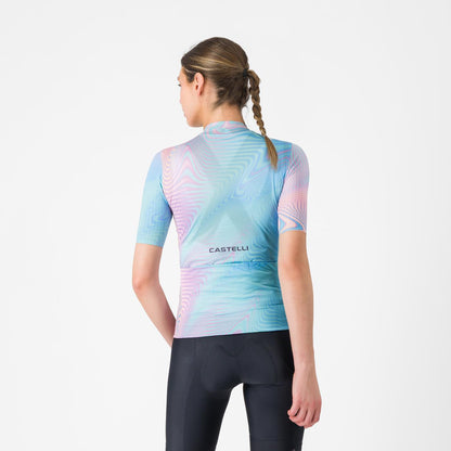 Trikot CASTELLI COSMIC VORTEX Damen Kurzarm Blau/Rosa