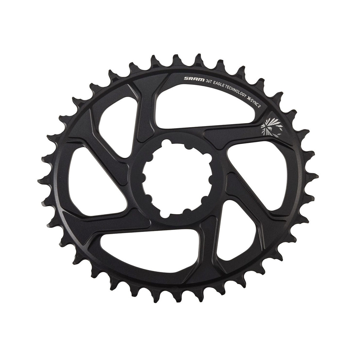 SRAM EAGLE X-SYNC2 BOOST ovales Kettenblatt für Einfachantrieb, 11/12-fach, Direct Mount, 3 mm Offset, Aluminium, schwarz — Ansicht des Kettenblatts vor weißem Hintergrund