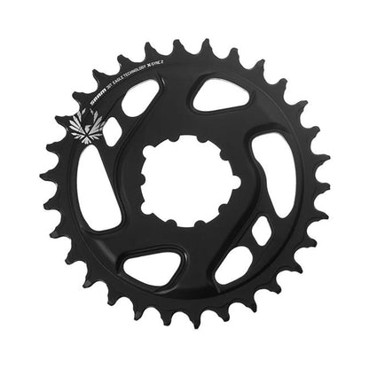 SRAM EAGLE X-SYNC 2 BOOST Kettenblatt für Einfachantrieb, 11/12-fach, Direct Mount, 3 mm Offset, Aluminium, schwarz — Ansicht des Kettenblatts vor weißem Hintergrund