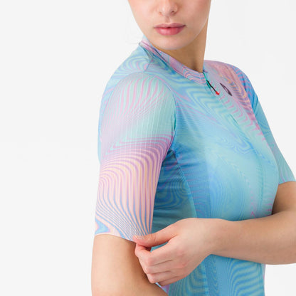 Trikot CASTELLI COSMIC VORTEX Damen Kurzarm Blau/Rosa