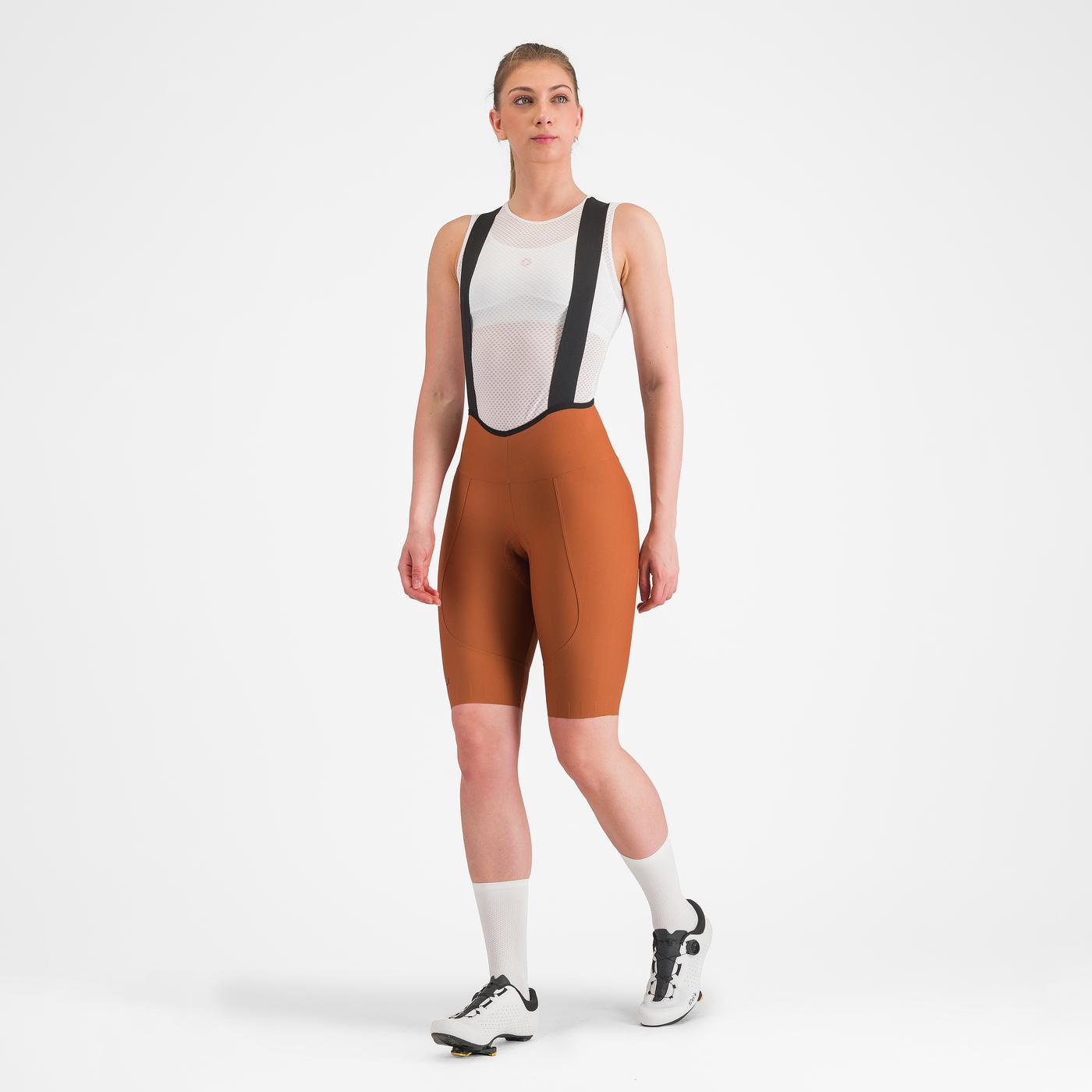 CASTELLI ESPRESSO W DT Damen Kurze Trägerhose Braun