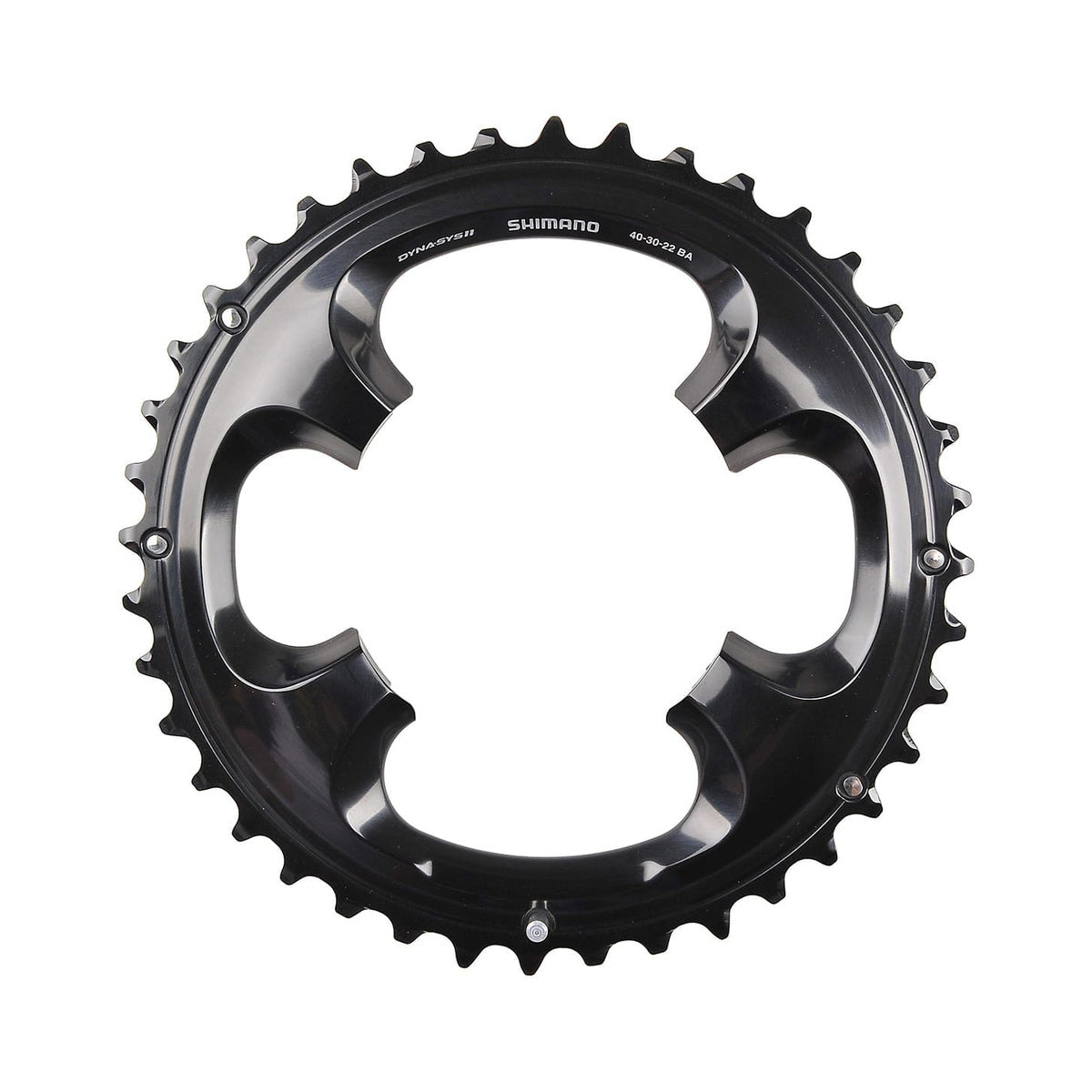 SHIMANO XT M8000 äußeres Kettenblatt für Dreifachkurbel, 11-fach, 4-Loch, 96 mm — Ansicht des Kettenblatts vor weißem Hintergrund
